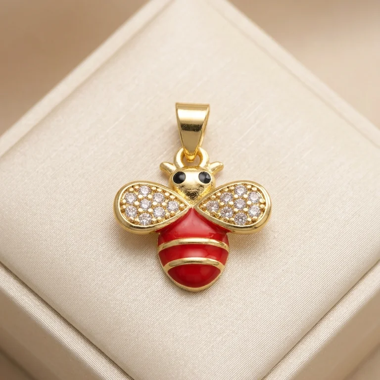 Dij. abeja roja rodio 1,8cm - DRG736 - Foto 1